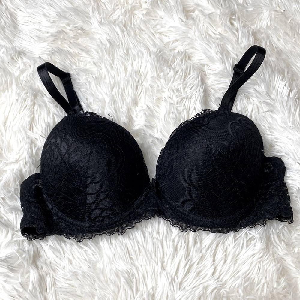 Black Lace Adjustable Straps Bra Size 34C